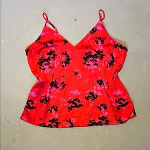 Floral Red and Black Women's Top